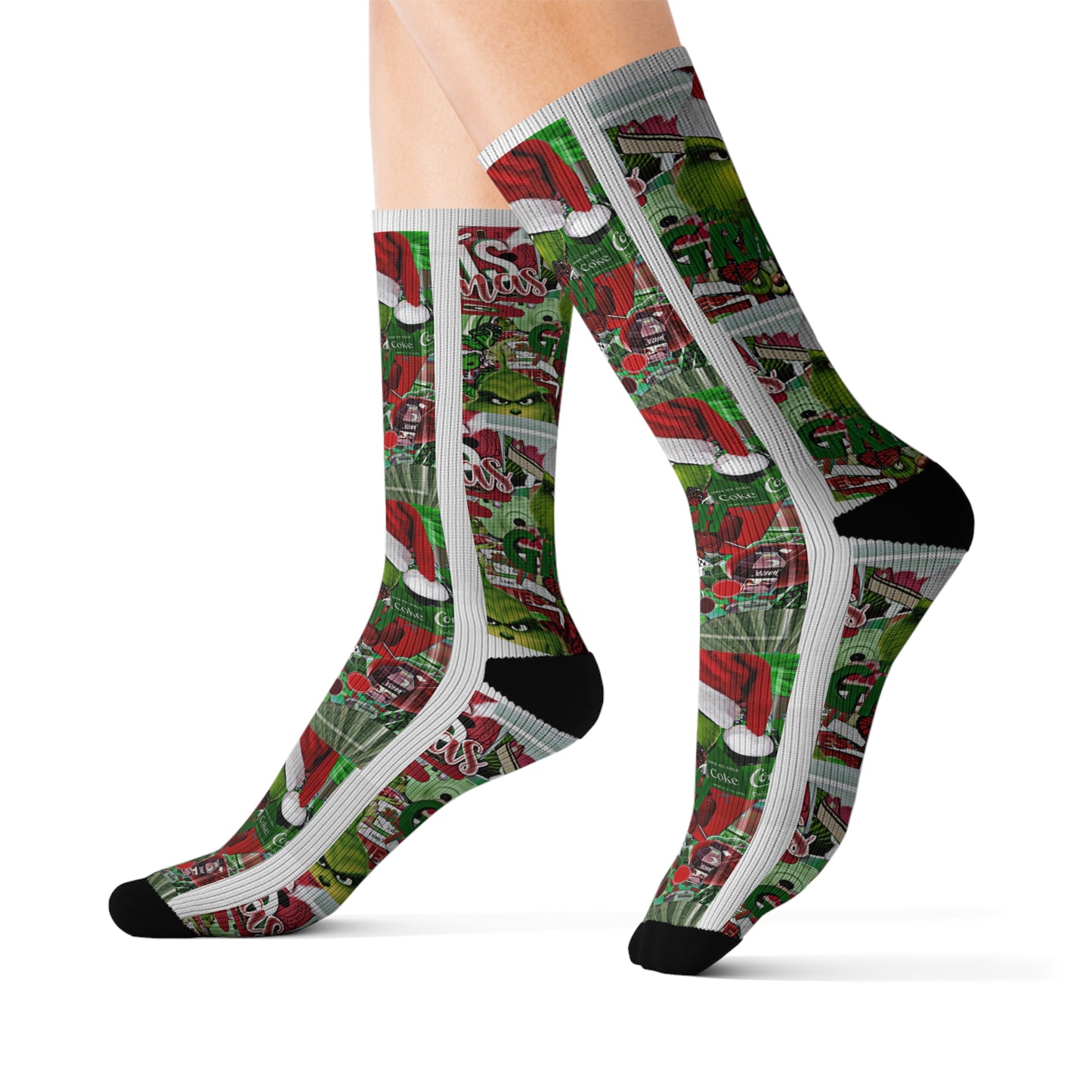 Funny Grinch Sucks Sublimation Socks, Christmas Novelty Gift, Holiday Stocking Stuffer, Whimsical Printed Footwear, Unique Winter Apparel